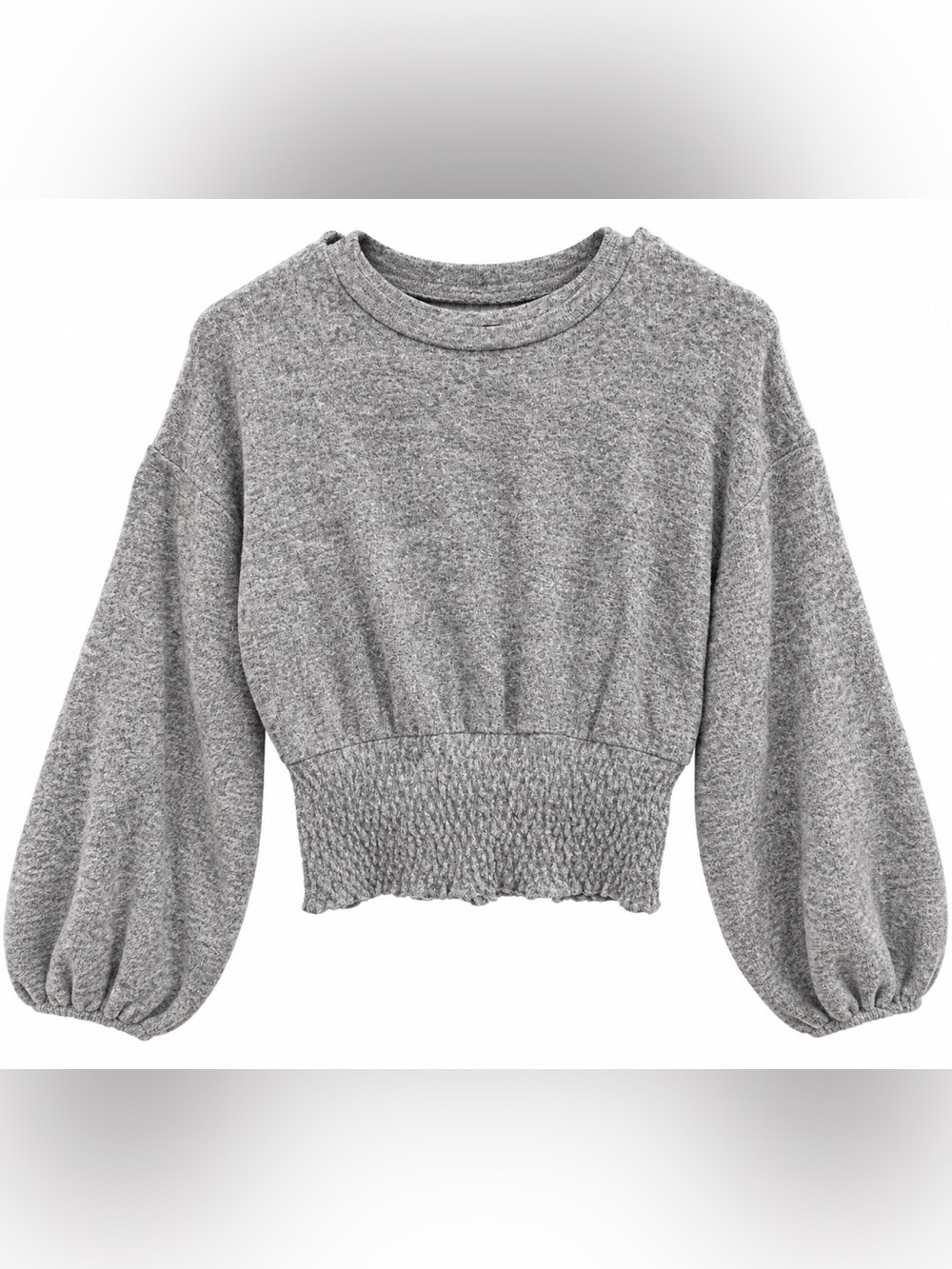ZARA Gray Cropped Sweater Balloon Sleeves – Size Small